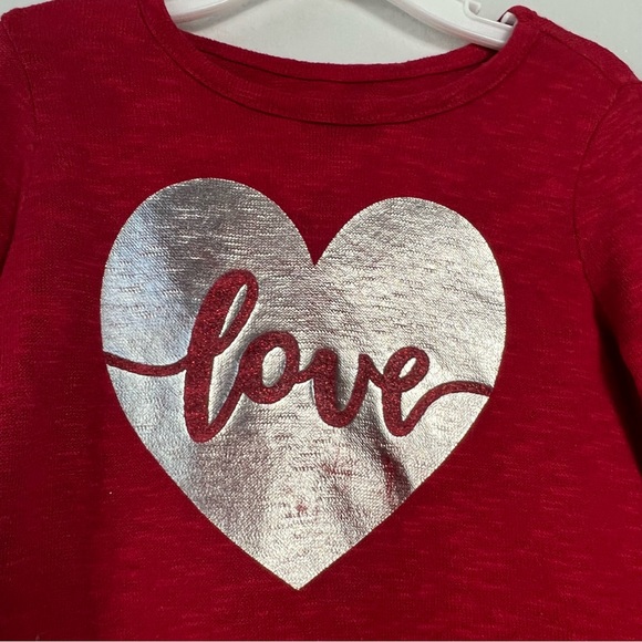 The Childrens Place Girls Silver Heart Red Tee - Picture 13 of 16